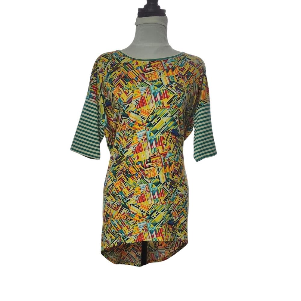 LuLaRoe Women's Size XS Top Multicolor Yellow & Green Geometric